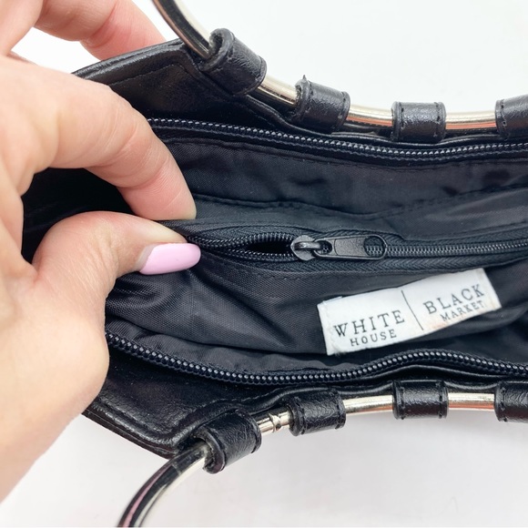 WHBM Black Faux Leather Zipper Handbag - Picture 3 of 11